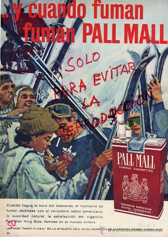 Coleccionismo de revistas y peri&oacute;dicos: TABACO 1966 PALL MALL ESQUI HOJA REVISTA