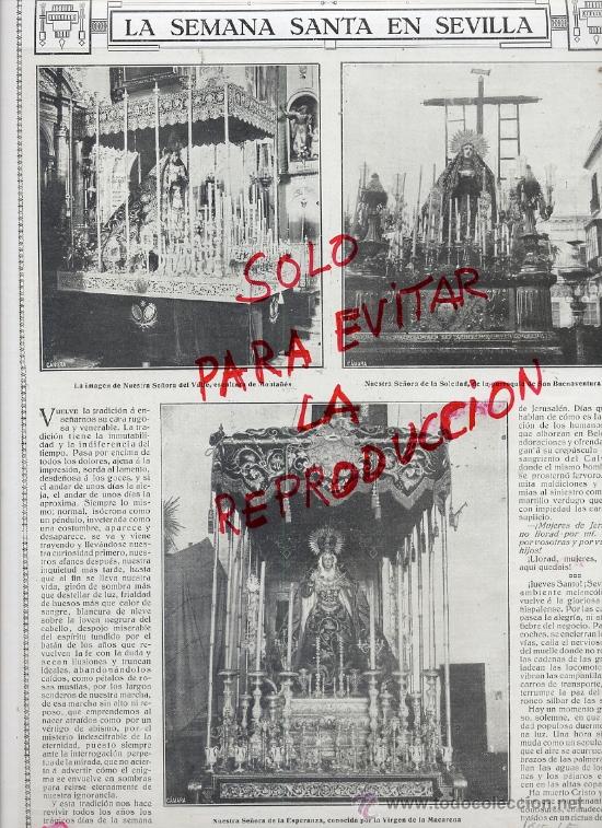 Coleccionismo de Revistas y Peri&oacute;dicos: SEVILLA 1915 SEMANA SANTA VARIOS PASOS 2 HOJAS REVISTA