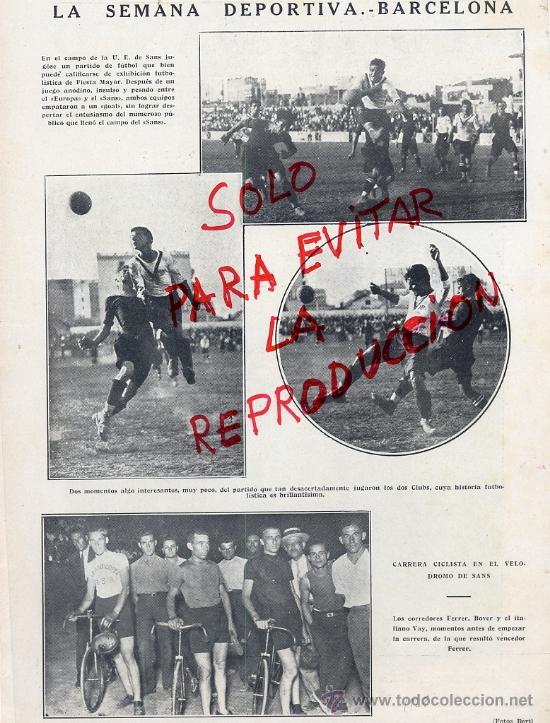 Coleccionismo de revistas y peri&oacute;dicos: SANS 1928 FIESTA MAYOR FUTBOL SANS-EUROPA CICLISMO HOJA REVISTA