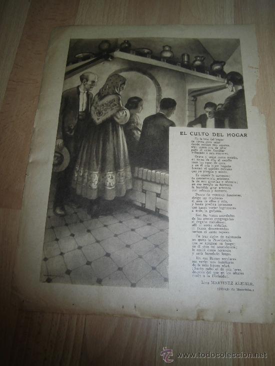 Coleccionismo de Revistas y Peri&oacute;dicos: EL CULTO DEL HOGAR.LUIS MARTINEZ KLEISER DIBUJO DE MANCHON HOJA DE REVISTA ABC
