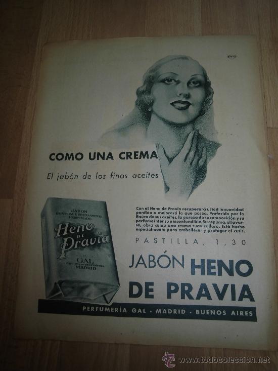Coleccionismo de revistas y peri&oacute;dicos: PUBLICIDAD JABON HENO DE PRAVIA PERFUMERIA GAL HOJA DE REVISTA ABC 1936