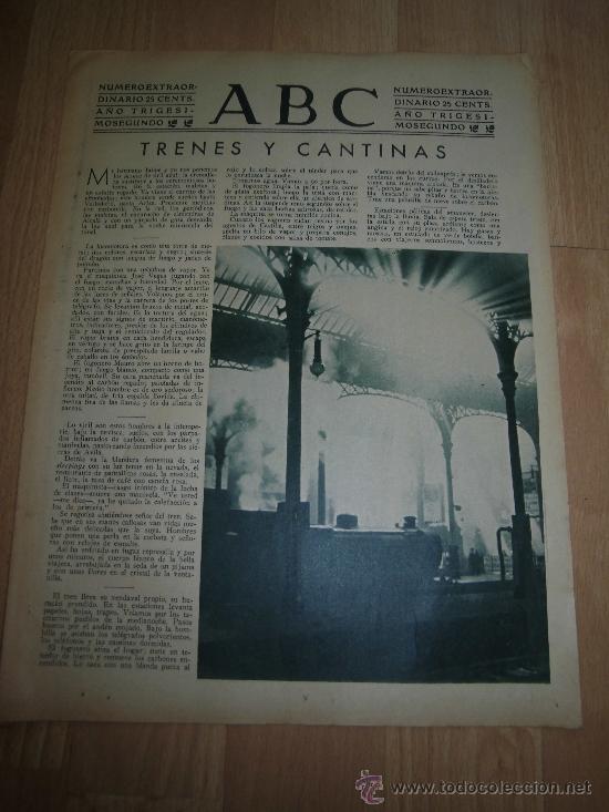 Collezionismo di Riviste e Giornali: TRENES Y CANTINAS  HOJA DE REVISTA ABC 1936