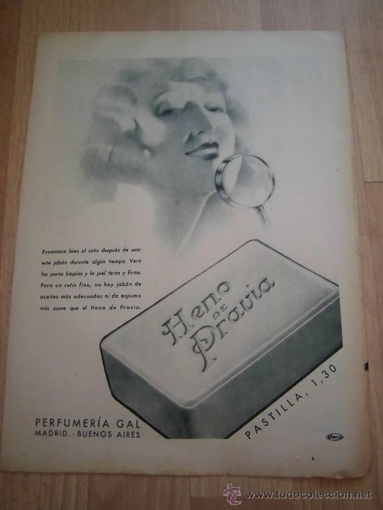 Coleccionismo de Revistas y Peri&oacute;dicos: PUBLICIDAD HENO DE PRAVIA PERFUMERIA GAL HOJA DE REVISTA ABC 1933