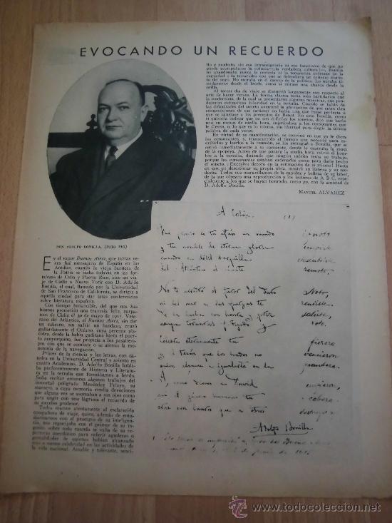 Coleccionismo de revistas y peri&oacute;dicos: DON ADOLFO BONILLA  HOJA DE REVISTA ABC 1933