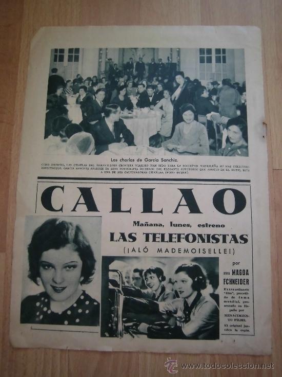 Coleccionismo de revistas y peri&oacute;dicos: MADRID CHARLA DEL CRONISTA VIAJERO GARCIA SANCHIZ/CINE CALLAO LAS TELEFONISHOJA DE REVISTA ABC 1933