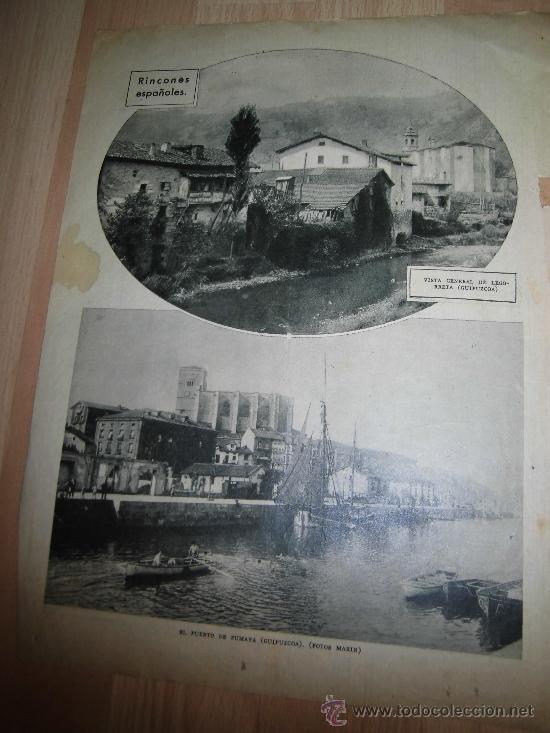 Coleccionismo de revistas y peri&oacute;dicos: GUIPUZCOA VISTA GENERAL DE LEGORRETA / EL PUERTO DE ZUMAYA HOJA DE REVISTA ABC