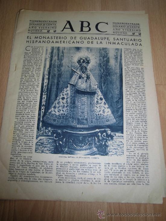 Coleccionismo de revistas y peri&oacute;dicos: EL MONASTERIO DE GUADALUPE SANTUARIO HISPANOAMERICANO DE LA INMACULADA 2 HOJAS DE REVISTA ABC  1933