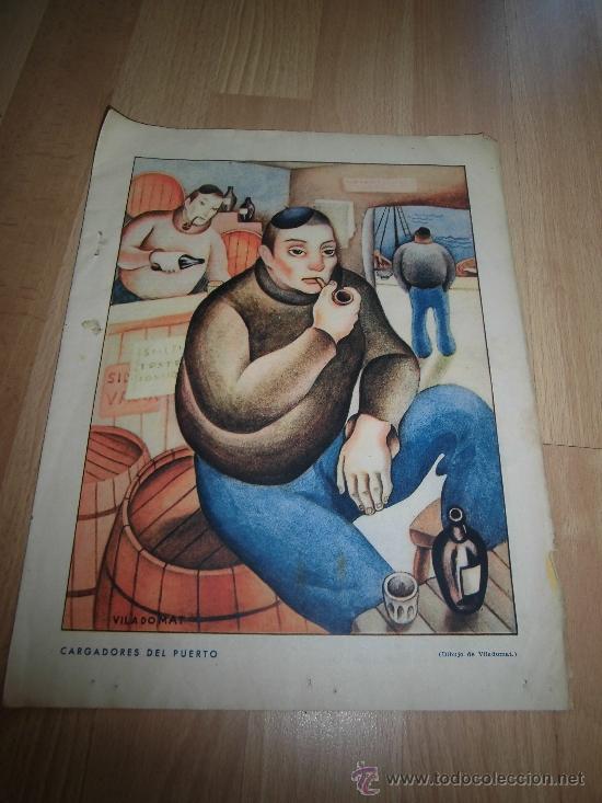 Coleccionismo de Revistas y Peri&oacute;dicos: CARGADORES DEL PUERTO  DIBUJO DE VILADOMAT  HOJA DE REVISTA ABC  1933