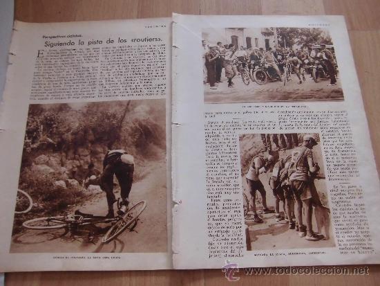 Coleccionismo de revistas y peri&oacute;dicos: CICLISMO SIGUIENDO LA PISTA DE LOS ROUTIERS 2 HOJAS DE REVISTA BLANCO Y NEGRO 1930