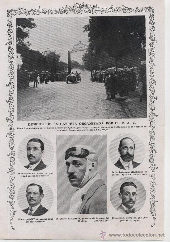 Collezionismo di Riviste e Giornali: * AUTOMOVILISMO * Circuito de Guadarrama, carrera del R.A.C. ; Carlos Salamanca, duque de Zaragoza..