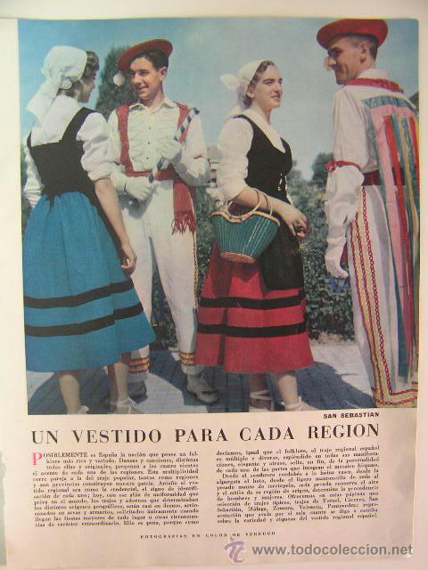 Coleccionismo de Revistas y Peri&oacute;dicos: trajes regionales,un vestido para cada region,san sebastian,zamora,2 hoja revista 1959,ref rob bols5
