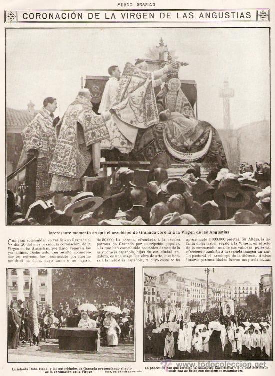 Collezionismo di Riviste e Giornali: A&Ntilde;O 1913 CORONACION VIRGEN DE LAS ANGUSTIAS GRANADA MATILDE MORENO SAGUNTO SORIA NATALIO RIVAS