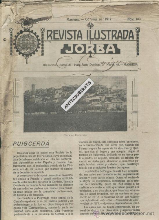 Coleccionismo de Revistas y Peri&oacute;dicos: REVISTA JORBA MANRESA 100 ANY 1917 PUIGCERDA REPORTATGE FOTOGRAFIC CASINO CERETENC