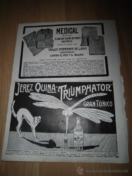 Coleccionismo de Revistas y Peri&oacute;dicos: PUBLICIDAD JEREZ QUINA TRIUMPHATOR TONICO /MEDICAMENTO PAGEOL HOJA DE REVISTA NUEVO MUNDO 1921
