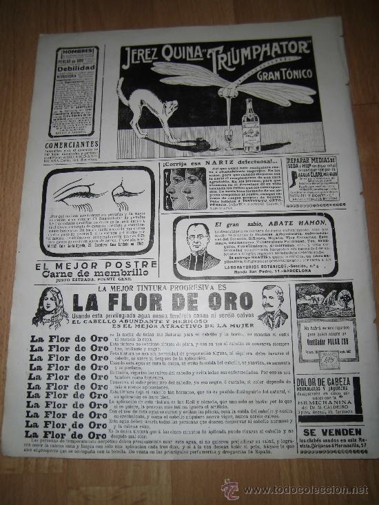 Coleccionismo de Revistas y Peri&oacute;dicos: PUBLICIDAD JEREZ QUINA TRIUMPHATOR/TRUST JOYEROS HOJA  DE REVISTA NUEVO MUNDO 1921