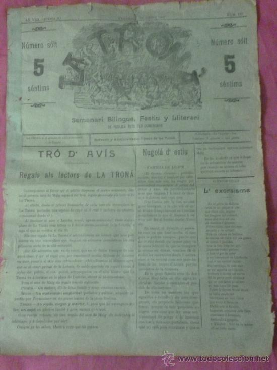 Coleccionismo de revistas y peri&oacute;dicos: La Tron&aacute;. Valencia. Semanari biling&uuml;e. N&uacute;mero 153 de 1900