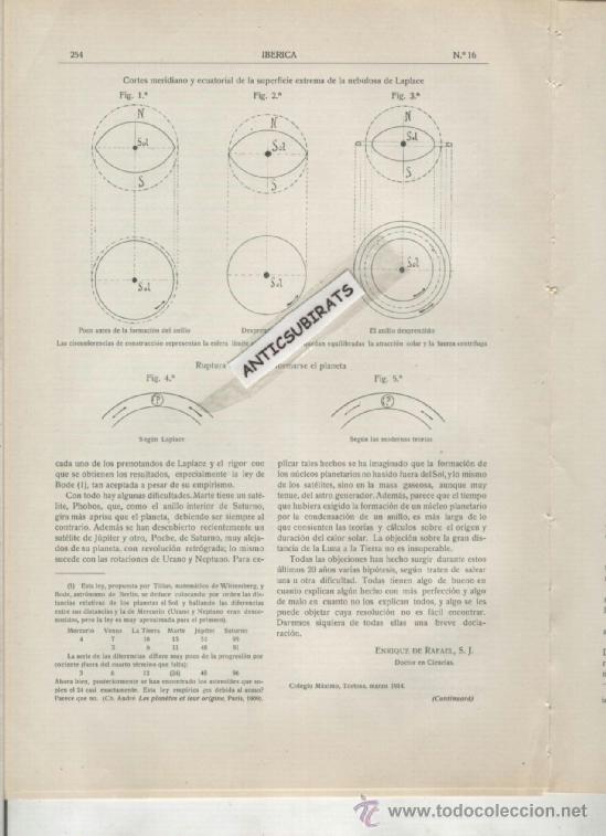 Coleccionismo de Revistas y Peri&oacute;dicos: REVISTA A&Ntilde;O 1914 ORIGEN DE LA COSMOLOGIA KANT LAPLACE ENRIQUE DE RAFAEL COLEGIO MAXIMO TORTOSA
