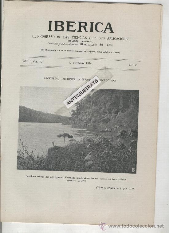 Collezionismo di Riviste e Giornali: REVISTA IBERICA A&Ntilde;O 1914 PRIMEROS DESCUBRIDORES ESPA&Ntilde;OLES DE ARGENTINA A&Ntilde;O 1777 IGUAZU