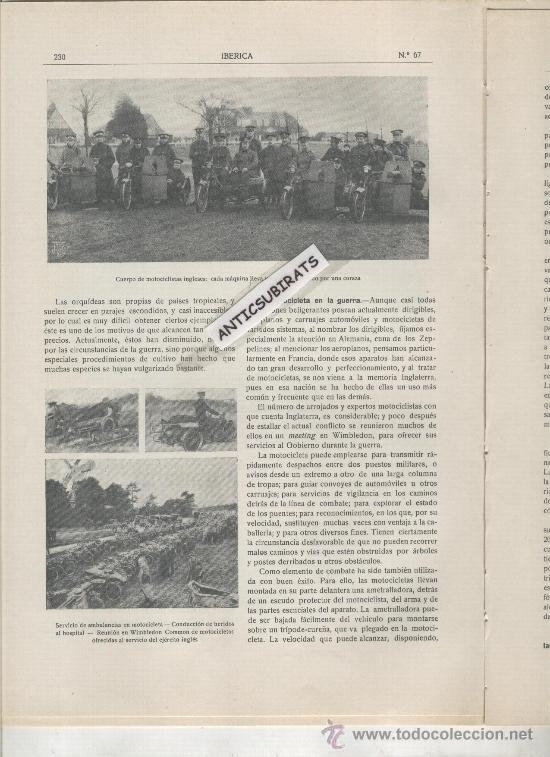 Coleccionismo de revistas y peri&oacute;dicos: REVISTA A&Ntilde;O 1915 MOTOS BLINDADAS PRIMERA GUERRA MUNDIAL MINAS DE ORO DE NUBIA ANTIGUO EGIPTO MOTO