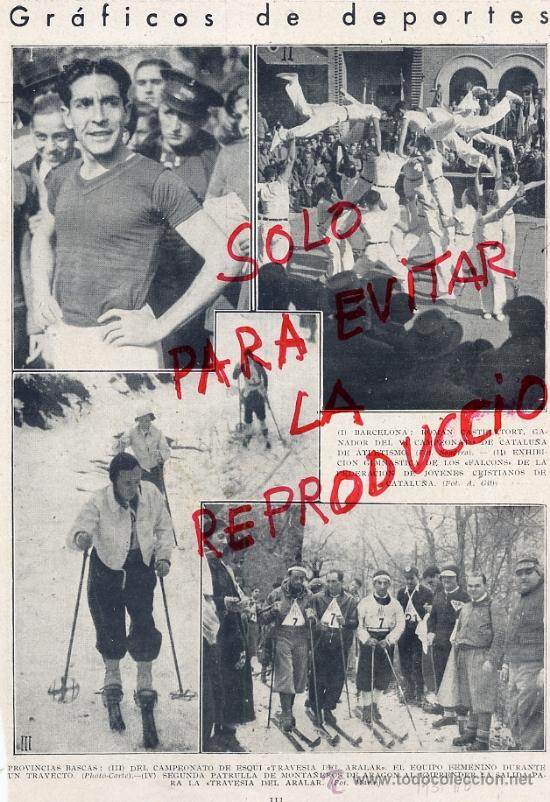 Coleccionismo de revistas y peri&oacute;dicos: BARCELONA 1935 ATLETISMO SR. CASTELLTORT PAIS VASCO TRAVESIA DEL ARALAR ESQUI HOJA REVISTA