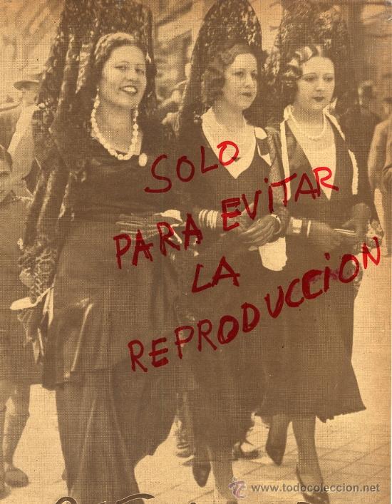 Coleccionismo de Revistas y Peri&oacute;dicos: BARCELONA 1935 RAMBLAS SEMANA SANTA MANTILLAS HOJA PORTADA REVISTA