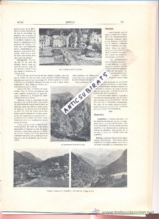 Collezionismo di Riviste e Giornali: REVISTA IBERICA 87 A&Ntilde;O 1915 VALL D' ARAN VALLE LES BOSOST BOSSOST FOTOS PUERTO DE VIGO MUELLE HIERRO