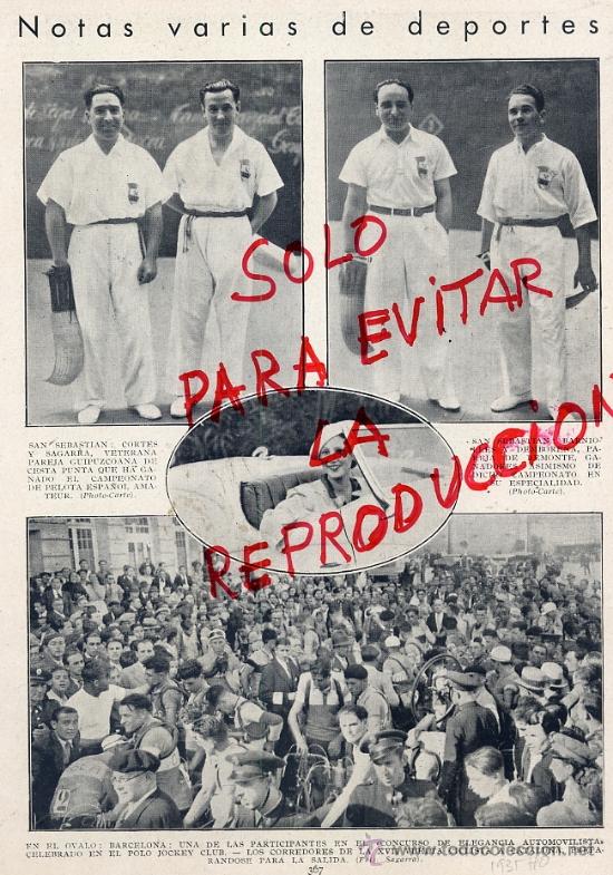 Coleccionismo de revistas y peri&oacute;dicos: SAN SEBASTIAN 1935 CESTA PUNTA Y REMONTE CICLISMO VUELTA CICLISMO HOJA REVISTA