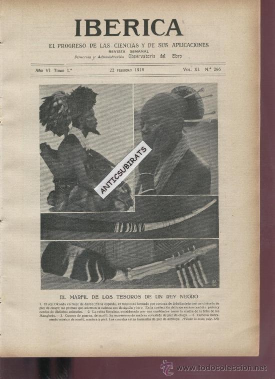 Coleccionismo de Revistas y Peri&oacute;dicos: REVISTA IBERICA 266 A&Ntilde; 1919 TRIBUS INDIGENAS OBJETOS DE MARFIL CARTOGRAFIA CATALANA MAPAS EINSTEIN