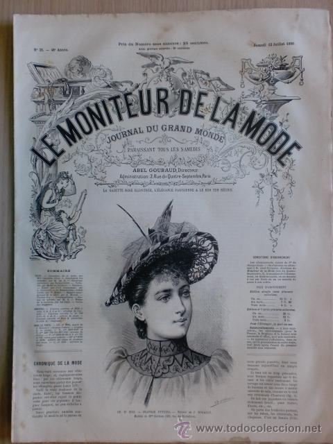 Sammeln von Zeitschriften und Zeitungen: REVISTA LE MONITEUR DE LA MODE. A&Ntilde;O 48. N&ordm; 28. PARIS. 12 JULIO 1890. VER DESCRIPCION.