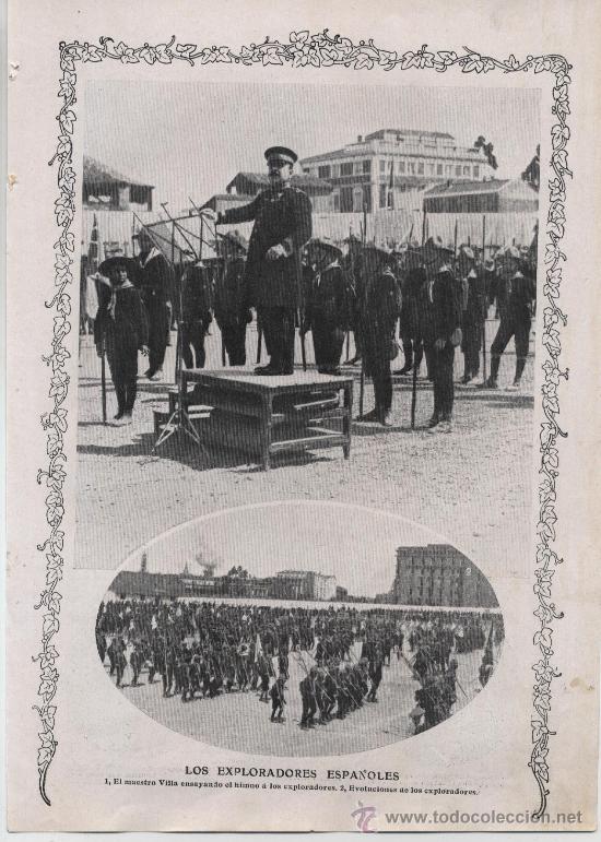 Coleccionismo de Revistas y Peri&oacute;dicos: * ESCUTISMO * SCOUTS * Los exploradores espa&ntilde;oles, ensayando el himno del maestro  - 1913
