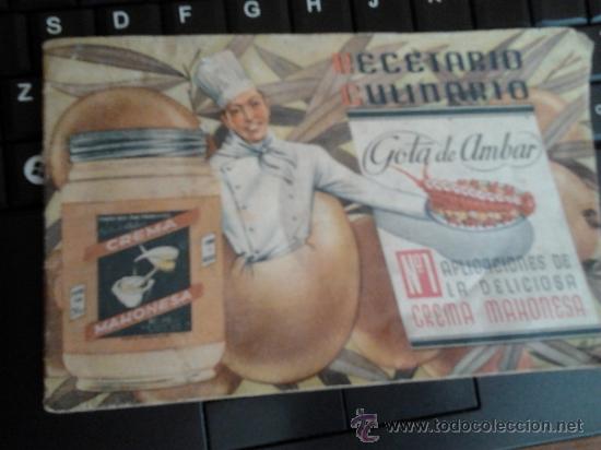 Coleccionismo de Revistas y Peri&oacute;dicos: Recetario Culinario publicidad de mahonesa gota de ambar  de 22 paginas