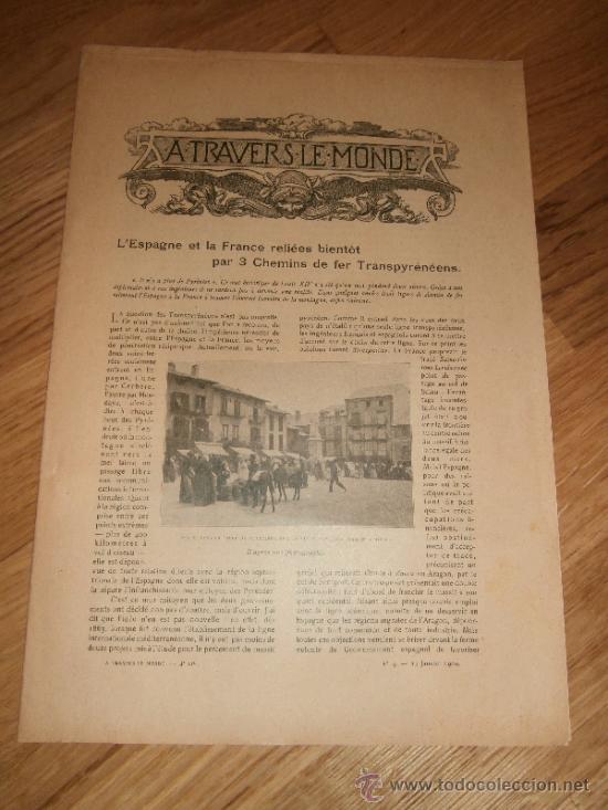 Coleccionismo de revistas y peri&oacute;dicos: Reportaje de los Tres Caminos de Hierro Transpiren&aacute;icos / Jaca, L&eacute;rida, Ripoll / Ferrocarril (1909)