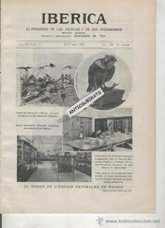 Sammeln von Zeitschriften und Zeitungen: 323 324 IBERICA A&Ntilde;O 1920 EL MUSEO DE CIENCIAS NATURALES DE MADRID SALTO DE DOS AGUAS HIDROELECTRICA