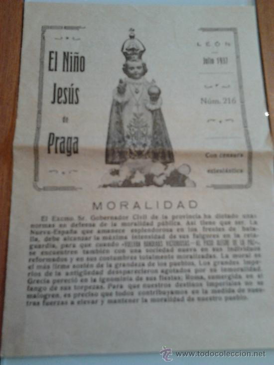 Coleccionismo de revistas y peri&oacute;dicos: El ni&ntilde;o Jesus de Praga 1937 en Leon 4 paginas