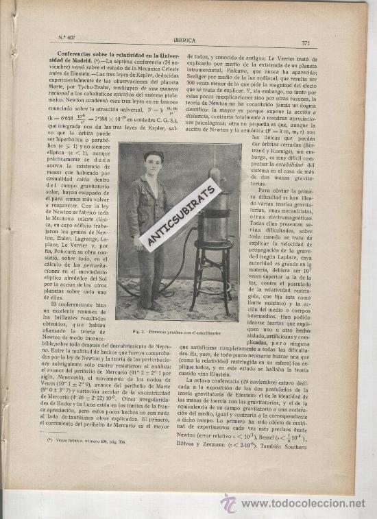 Coleccionismo de Revistas y Peri&oacute;dicos: REVISTA CIENTIFICA IBERICA A&Ntilde;O 1921 LA TEORIA DE LA RELATIVIDAD DE EINSTEIN KEPLER ESTERILIZADOR