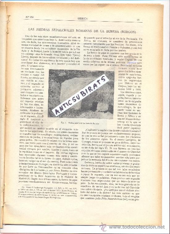 Collezionismo di Riviste e Giornali: REVISTA IBERICA A&Ntilde;O 1923 SEPULCROS ROMANOS DE LA BUREBA BURGOS SOTO SALAS PIEDRAS SEPULCRALES