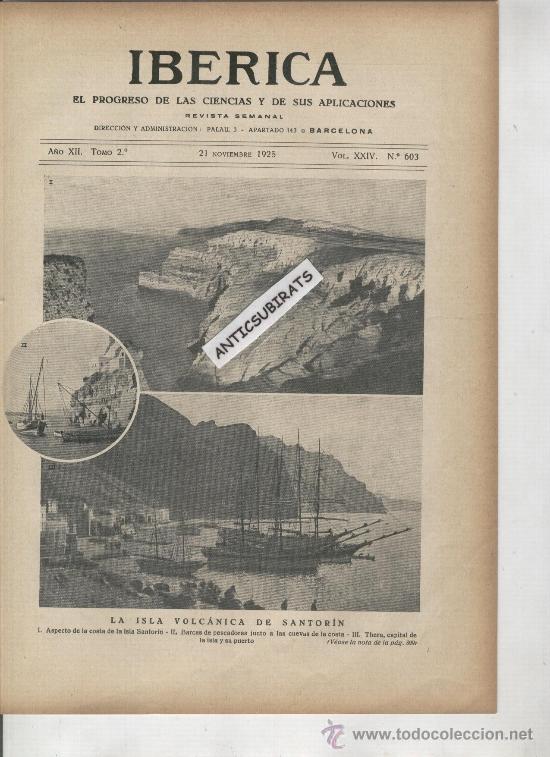 Colecionismo de Revistas e Jornais: REVISTA IBERICA A&Ntilde;O 1925 ISLA VOLCANICA DE SANTORINI VELEROS PUERTO AUTOGIRO LA CIERVA EN INGLATERRA