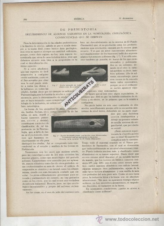 Coleccionismo de Revistas y Peri&oacute;dicos: REVISTA IBERICA A&Ntilde;O 1927 LA CUEVA PREHISTORIA DE ALTAMIRA EL PENDO SANTANDER ARPON DE HUESO