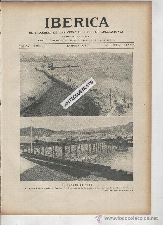 Collection Magazines and Newspapers: REVISTA IBERICA 718 A&Ntilde;O 1927 EL PUERTO DE VIGO MUELLE DE BOUZAS ESQUELETO DE COLOMBRES ASTURIAS PREH