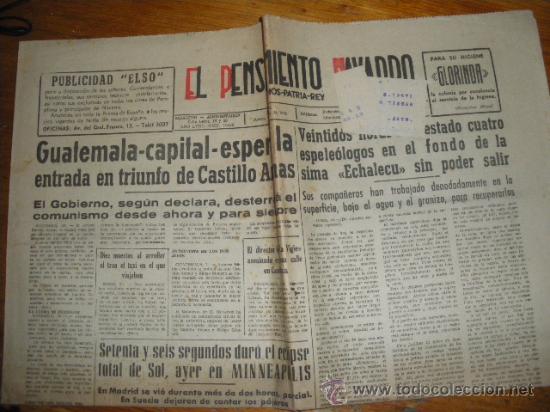 Collection Magazines and Newspapers: EL PENSAMIENTO NAVARRO, DIOS PATRIA REY. 1 DE JULIO 1954. PAMPLONA.