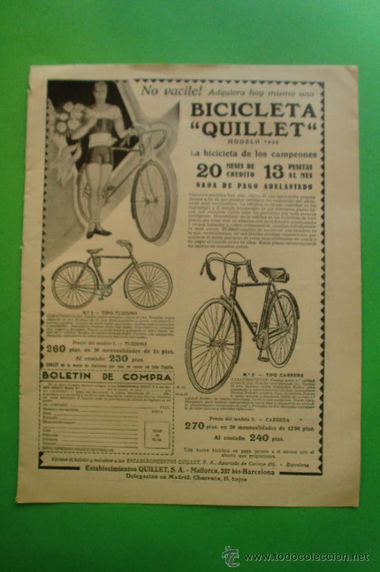 Sammeln von Zeitschriften und Zeitungen: BICICLETA QUILLET - CEREBRINO MANDRI - QUOMALTINA - HOJA SUELTA 1930