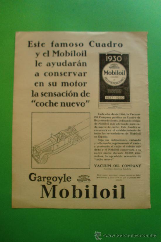 Coleccionismo de Revistas y Peri&oacute;dicos: GARGOYLE MOBILOIL - JABON PUEBLO ESPA&Ntilde;OL - BASCULAS MATTHS CRUBER - HOJA SUELTA 1930