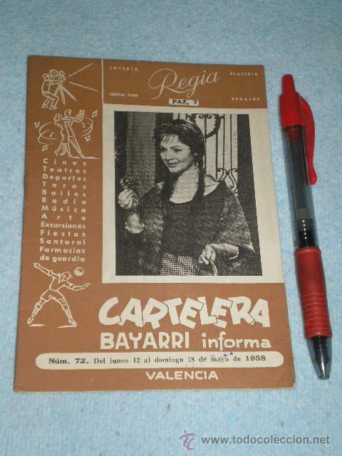 Coleccionismo de revistas y peri&oacute;dicos: Cartelera Bayarri N&ordm; 72 - SARA MONTIEL - 1958 - RARA