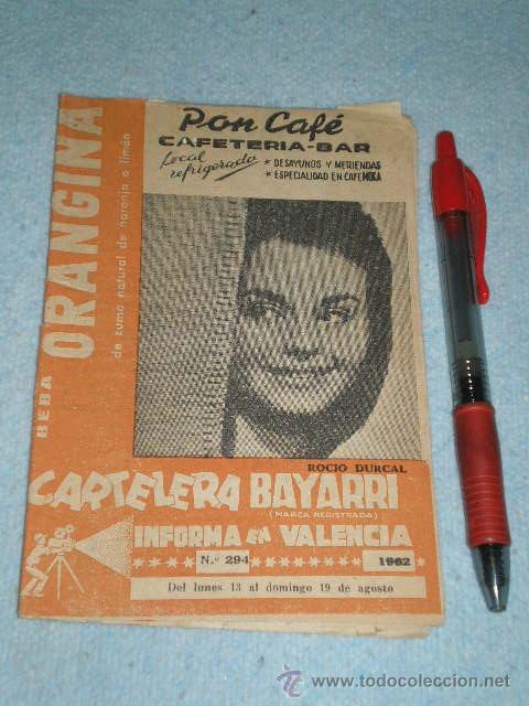 Coleccionismo de Revistas y Peri&oacute;dicos: Cartelera Bayarri - ROCIO DURCAL  - 1962 - RARA