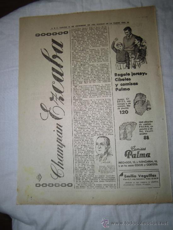 Coleccionismo de revistas y peri&oacute;dicos: PUBLICIDAD CHAMPAN EZCABA HOJA DE REVISTA ABC 1956
