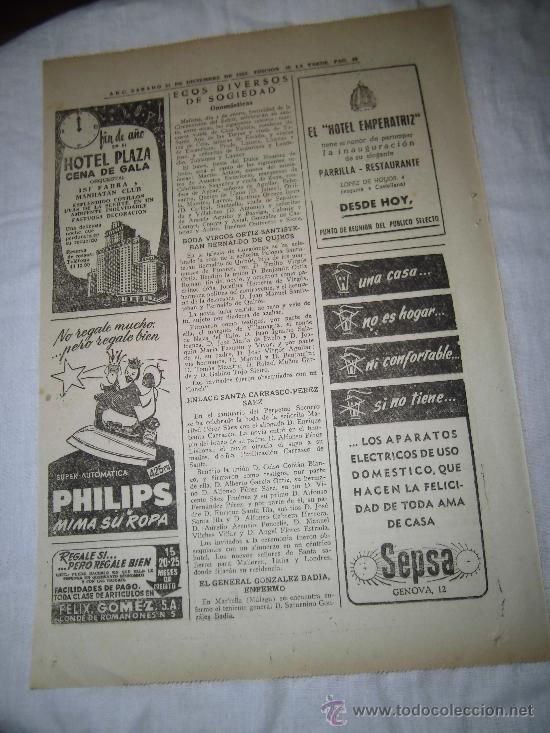 Coleccionismo de revistas y peri&oacute;dicos: PUBLICIDAD PLANCHA SUPER AUTOMATICA PHILIPS  HOJA DE REVISTA ABC 1956