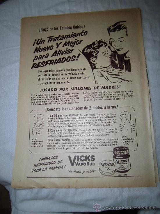 Coleccionismo de revistas y peri&oacute;dicos: PUBLICIDAD VICKS VAPORUB  PARA LOS RESFRIADOS HOJA DE REVISTA ABC 1956