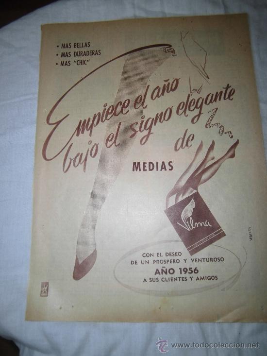 Coleccionismo de revistas y peri&oacute;dicos: PUBLICIDAD MEDIAS VILMA HOJA DE REVISTA ABC 1956