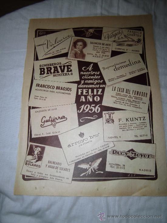 Coleccionismo de revistas y peri&oacute;dicos: PUBLICIDAD VARIADA MADRID DESEANDO FELICES FIESTAS HOJA DE REVISTA ABC 1956