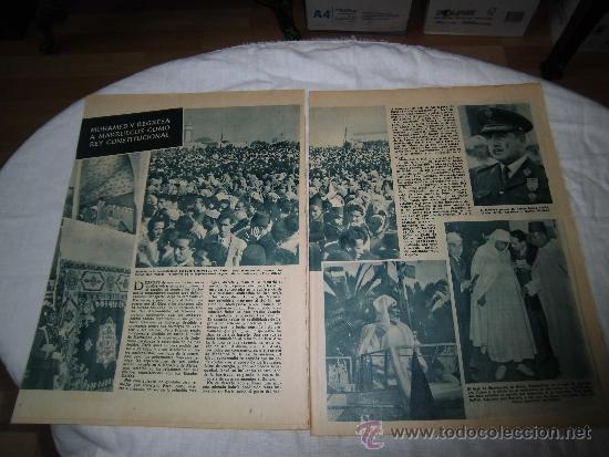 Coleccionismo de revistas y peri&oacute;dicos: MOHAMED V REGRESA A MARRUECOS COMO REY CONSTITUCIONAL 2 HOJAS DE REVISTA ABC 1956